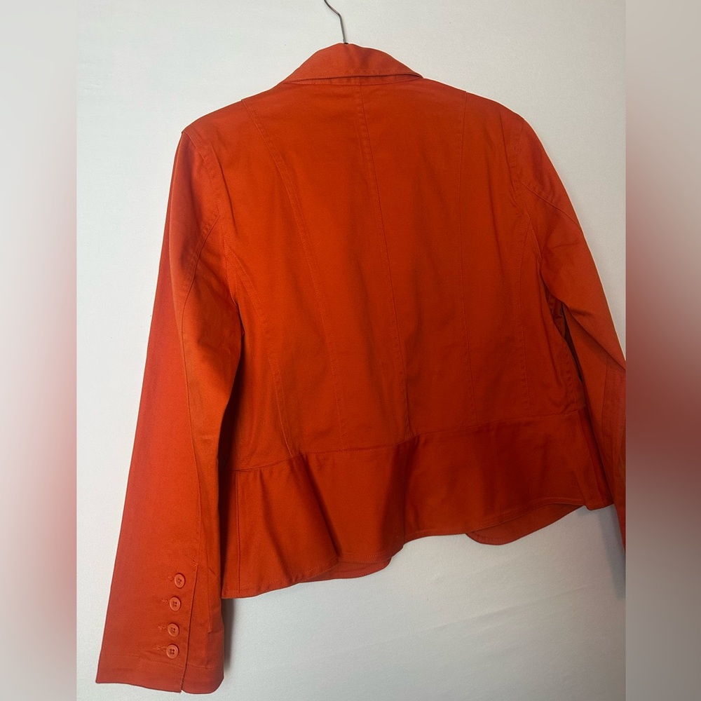 ❗️ Orange Button up business casual cotton jacket size large Hannah Stretch - Picture 8 of 9